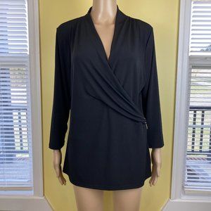 Black Charter Club V-neck Wrap Blouse -  Size XL